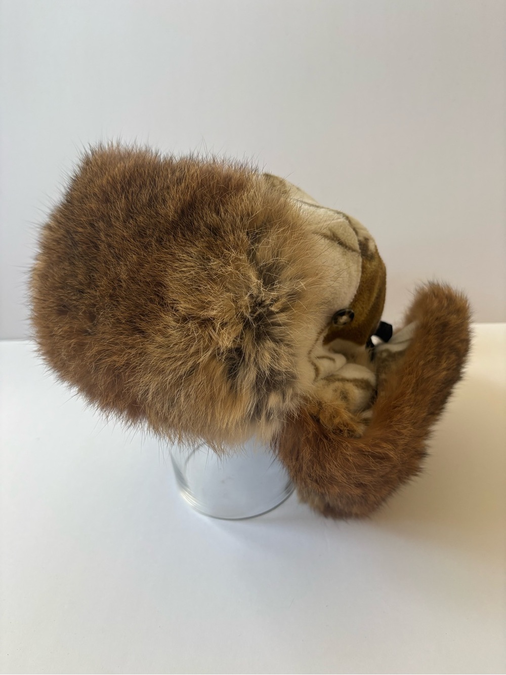 Mad Bomber White Camo Natural Rabbit Hair Fur Ear Flaps Warm Hat Ushanka Winter